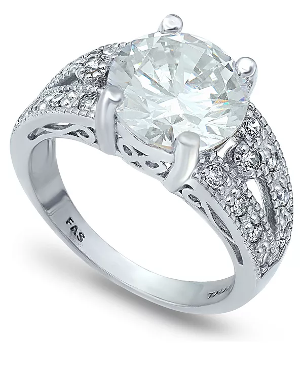 Кольцо с круглым камнем в центре, выполненное из кубического циркония, с разрезной шинкой, на серебряной пластине Macy'S, ss
Кольцо с круглым камнем в центре, выполненное из кубического циркония, с разрезной шинкой, на серебряной пластине Macy'S, ss