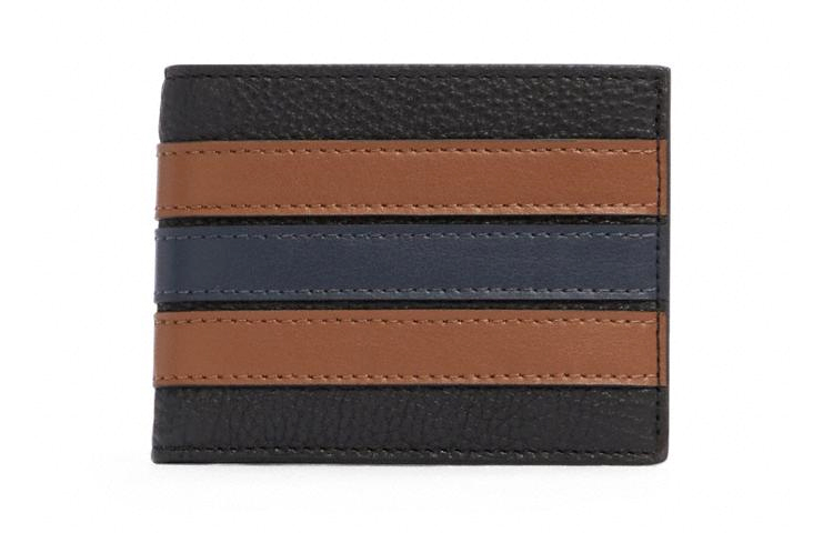 COACH Кожаный бумажник для мужчин с черными коричневыми синими полосками
COACH Кожаный бумажник для мужчин с черными коричневыми синими полосками