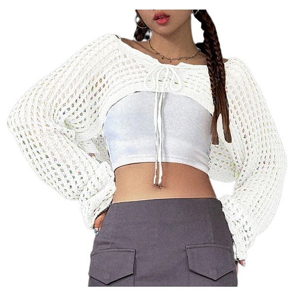 Женский укороченный кардиган с длинным рукавом и завязкой спереди Yesfashion, White
Женский укороченный кардиган с длинным рукавом и завязкой спереди Yesfashion, White