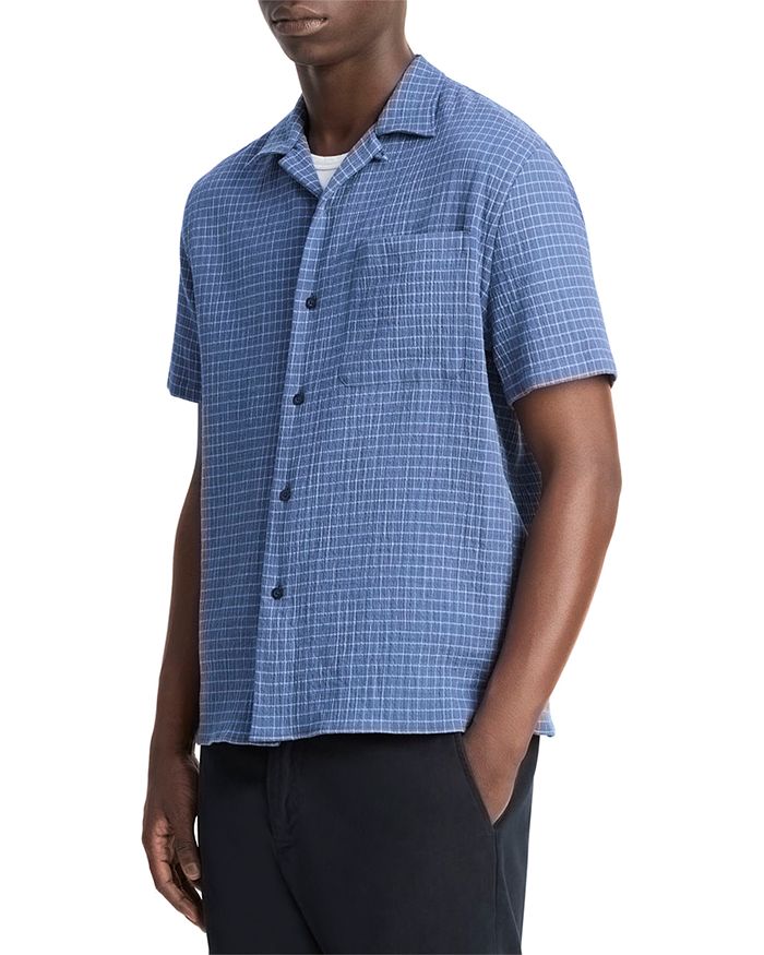 Короткий рукав, пуговицы спереди, кэмп-рубашка Vince, синий
Короткий рукав, пуговицы спереди, кэмп-рубашка Vince, синий