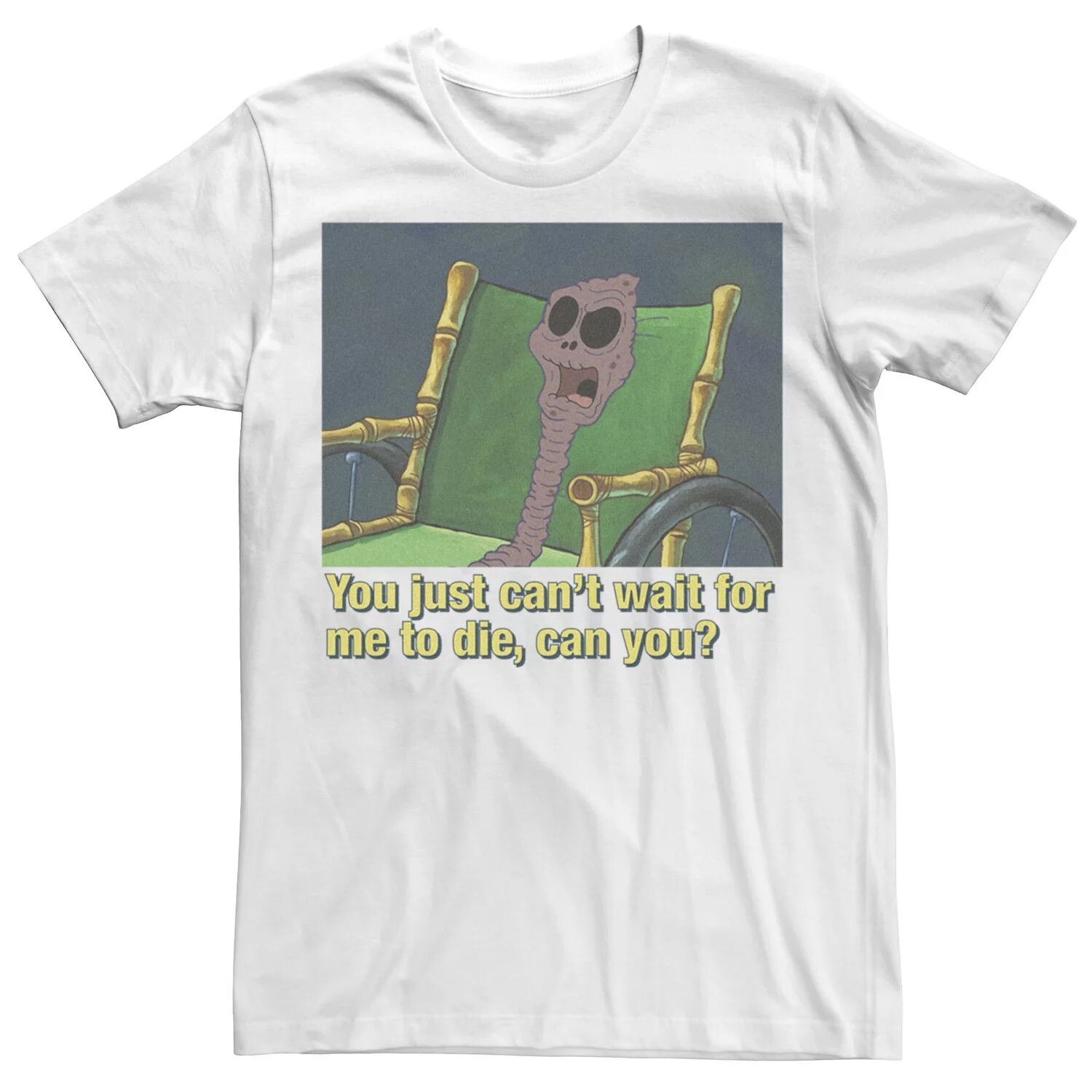 Мужская футболка «Спанч Боб Квадратные Штаны» «Жди, чтобы умереть, скелет в инвалидной коляске» Licensed Character
Мужская футболка «Спанч Боб Квадратные Штаны» «Жди, чтобы умереть, скелет в инвалидной коляске» Licensed Character