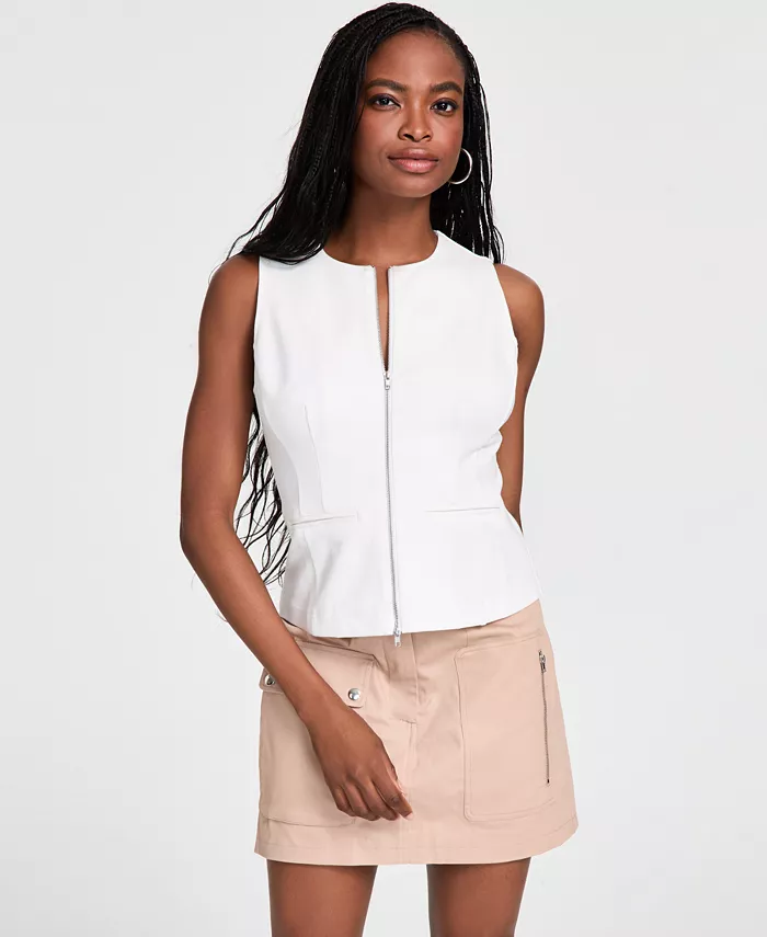 Женский безрукавный топ с двойной молнией из понтэ Bar III, белый
Женский безрукавный топ с двойной молнией из понтэ Bar III, белый