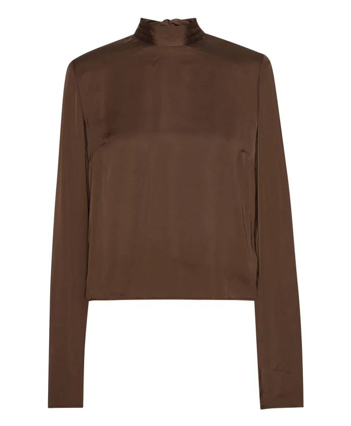 Коричневый атласный топ с воротником-стойкой Rotate Birger Christensen, коричневый
Коричневый атласный топ с воротником-стойкой Rotate Birger Christensen, коричневый