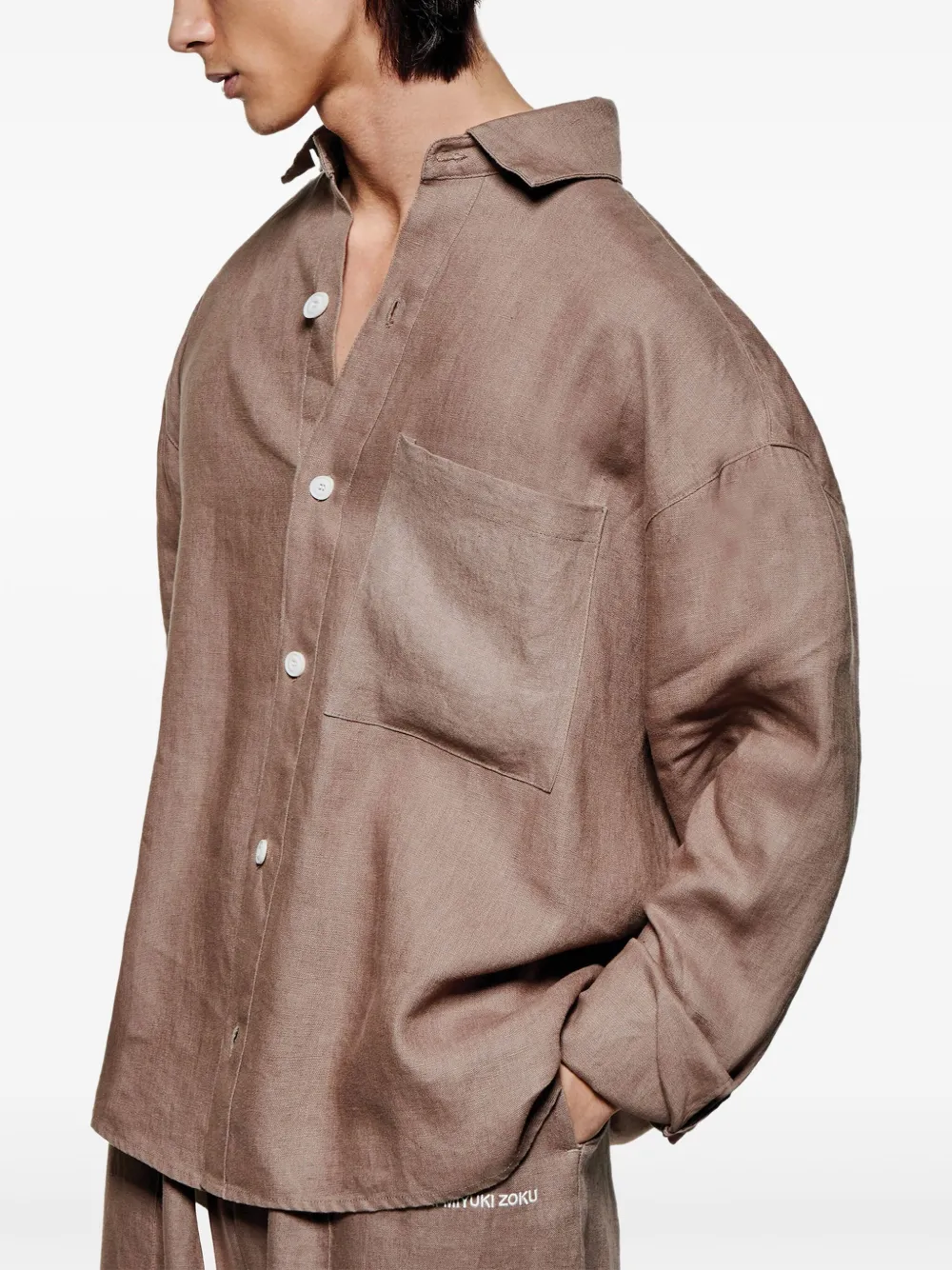 Рубашка на пуговицах MKI Miyuki Zoku, коричневый 
Рубашка на пуговицах MKI Miyuki Zoku, коричневый