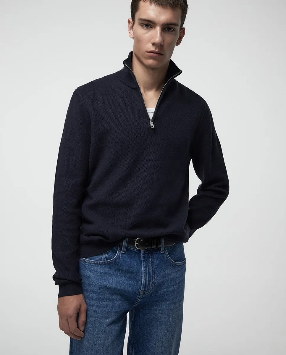 Кофта на молнии, структура Sfera, темно-синий
Кофта на молнии, структура Sfera, темно-синий