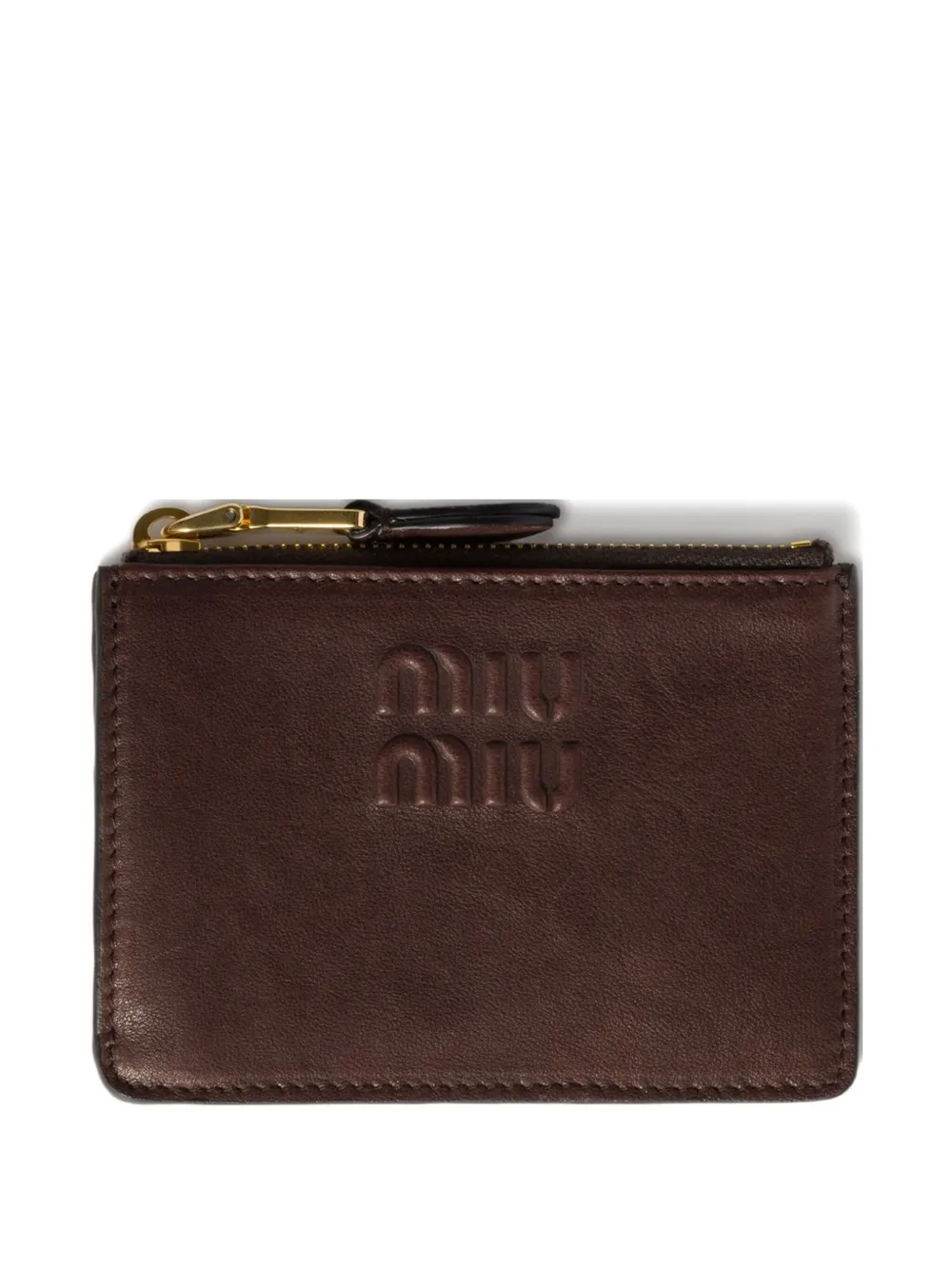 Кожаный кардхолдер с тисненым логотипом MIU MIU, коричневый
Кожаный кардхолдер с тисненым логотипом MIU MIU, коричневый