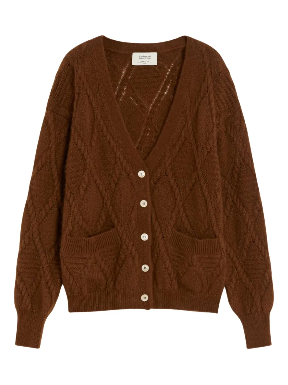 Кардиган фактурной вязки с узором Weekend Max Mara, коричневый
Кардиган фактурной вязки с узором Weekend Max Mara, коричневый