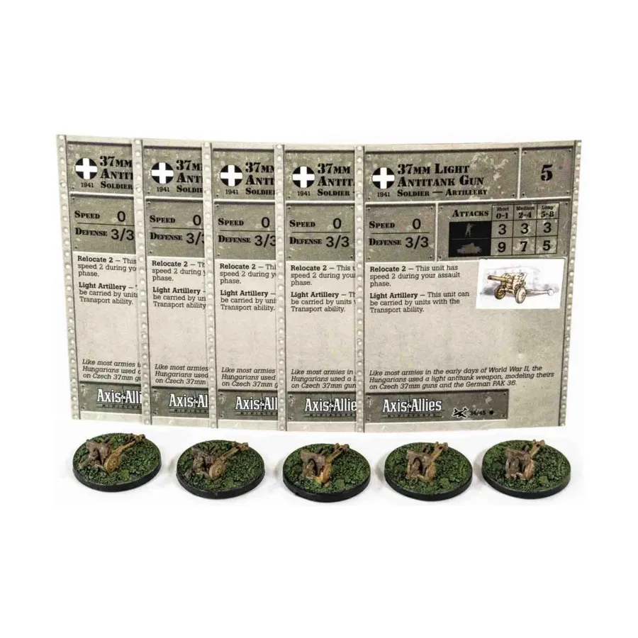 37-мм легкая противотанковая пушка (C) x5, Axis & Allies - Collectible Miniatures Game - Reserves Singles
37-мм легкая противотанковая пушка (C) x5, Axis & Allies - Collectible Miniatures Game - Reserves Singles