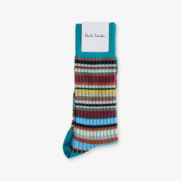 Полосатые эластичные носки Signature из хлопковой смеси с рубчиком Paul Smith, синий
Полосатые эластичные носки Signature из хлопковой смеси с рубчиком Paul Smith, синий