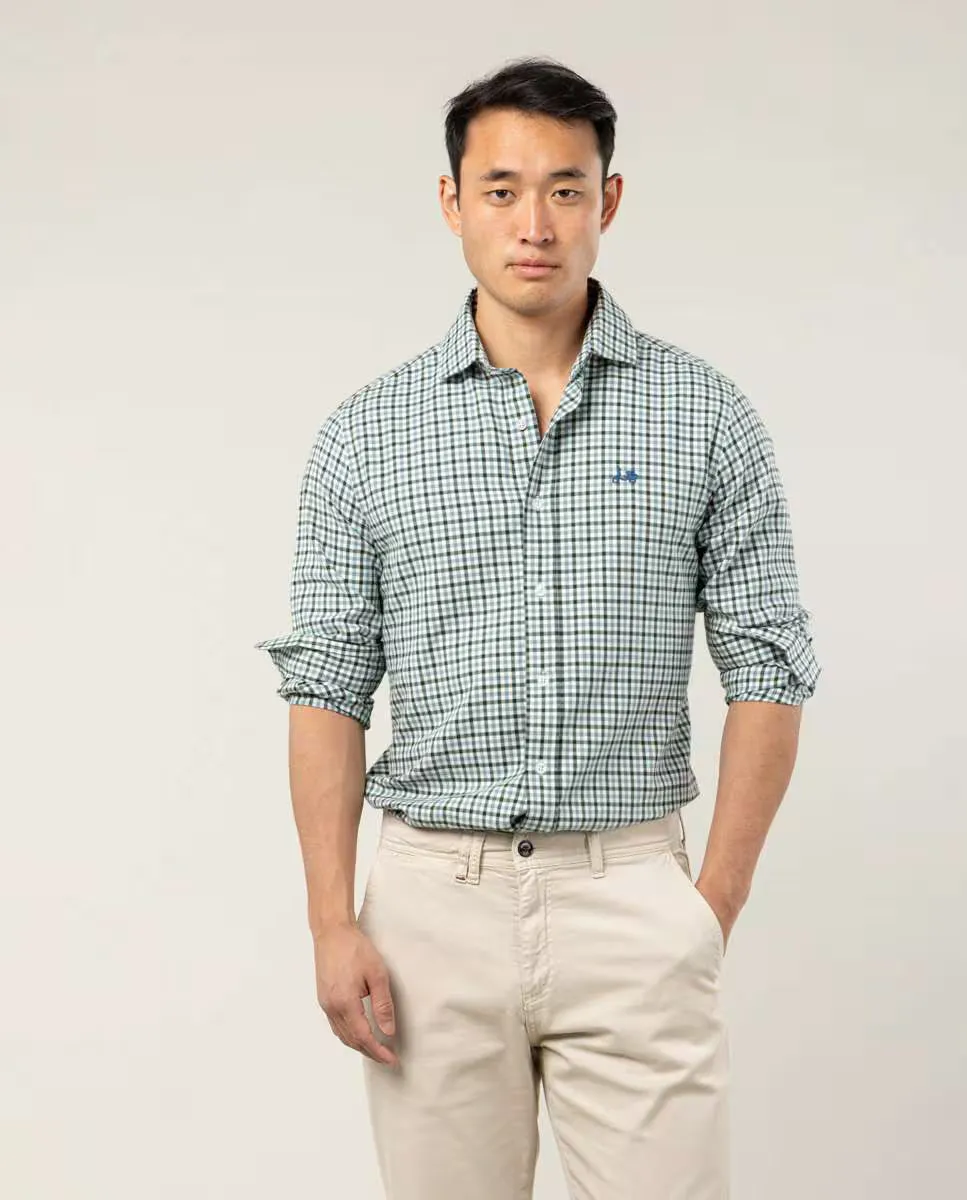 Мужская рубашка классического кроя в клетку цвета бутылочного зеленого Scotta 1985, зеленый
Мужская рубашка классического кроя в клетку цвета бутылочного зеленого Scotta 1985, зеленый