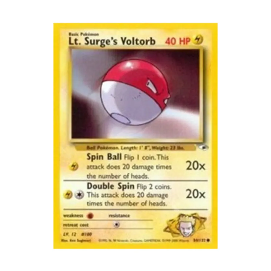 CCG Волторб лейтенанта Сёрджа (C) № 84, Pokemon - Gym Heroes - Singles
CCG Волторб лейтенанта Сёрджа (C) № 84, Pokemon - Gym Heroes - Singles