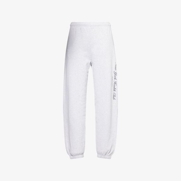 Брюки для бега NY Health Club Sporty & Rich из хлопкового джерси с принтом логотипа, серый 
Брюки для бега NY Health Club Sporty & Rich из хлопкового джерси с принтом логотипа, серый