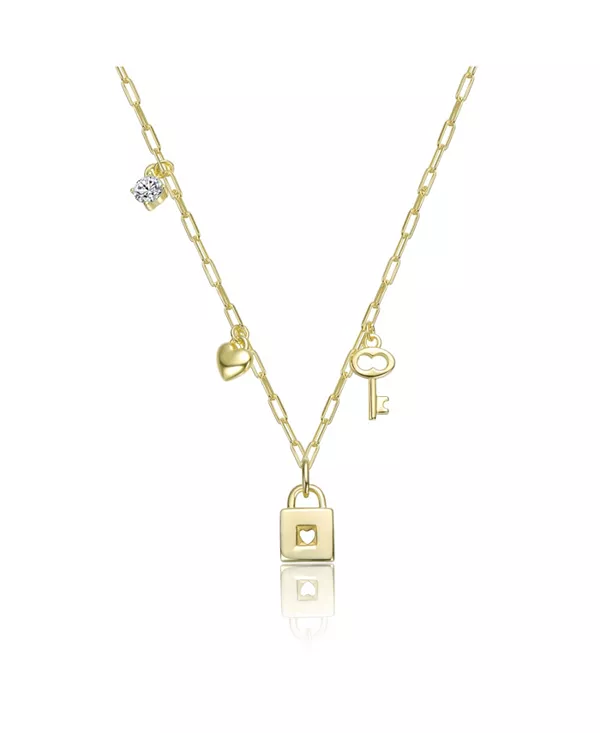 Детское ожерелье с подвеской в виде замка, покрытого 14-каратным золотом, с прозрачным кубическим цирконием, сердцем и ключиком Gigigirl, gold
Детское ожерелье с подвеской в виде замка, покрытого 14-каратным золотом, с прозрачным кубическим цирконием, сердцем и ключиком Gigigirl, gold