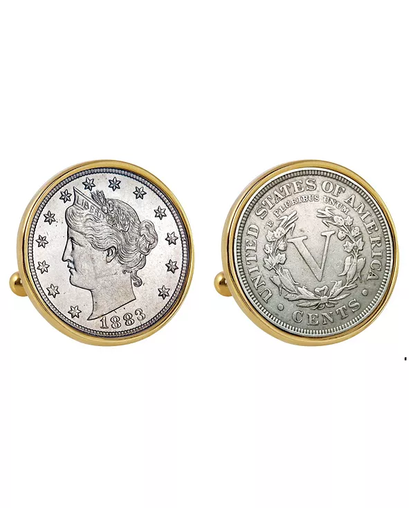 Запонки с никелевой монетой в форме Свободы первого года выпуска 1883 года American Coin Treasures, gold
Запонки с никелевой монетой в форме Свободы первого года выпуска 1883 года American Coin Treasures, gold