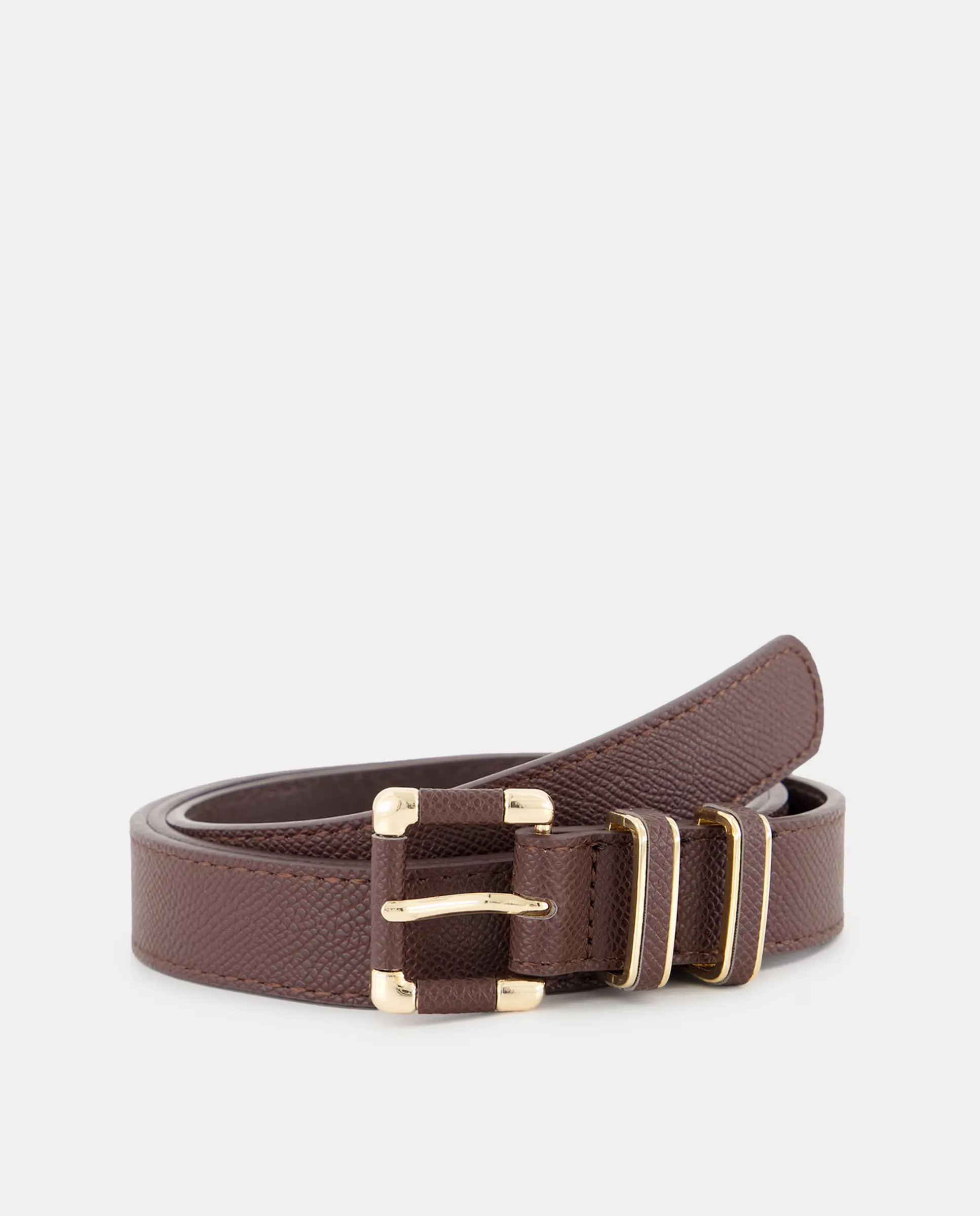 Тонкий ремень с металлическими шлевками Tintoretto, коричневый 
Тонкий ремень с металлическими шлевками Tintoretto, коричневый