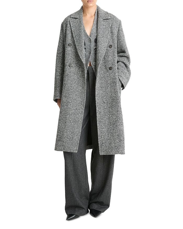 Двубортное пальто Vince с узором «елочка», серый
Двубортное пальто Vince с узором «елочка», серый