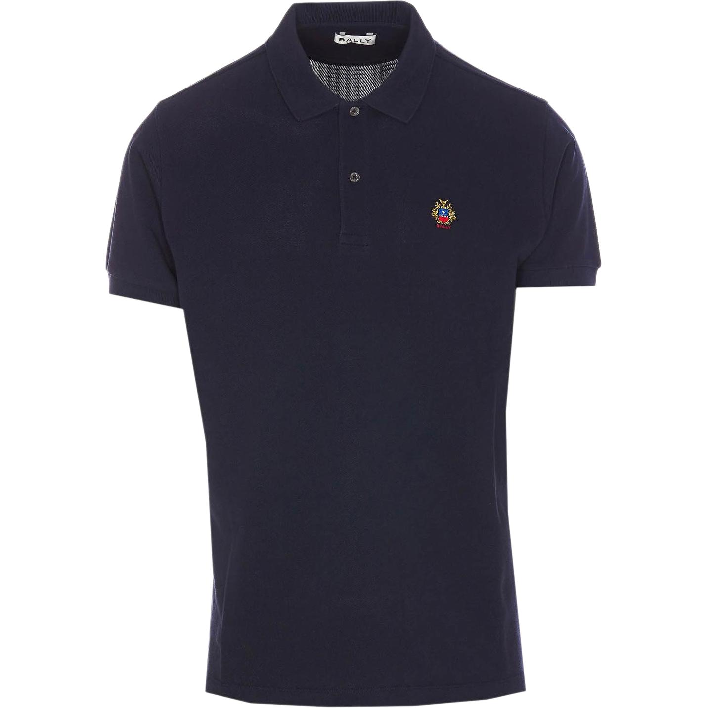 Футболка поло с коротким рукавом и вышитым логотипом BALLY, синяя 
Футболка поло с коротким рукавом и вышитым логотипом BALLY, синяя