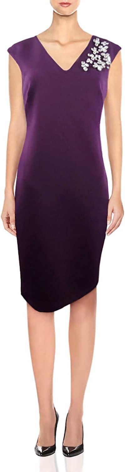 Женское однотонное платье-футляр Calvin Klein с V-образным вырезом и отделкой, Aubergine
Женское однотонное платье-футляр Calvin Klein с V-образным вырезом и отделкой, Aubergine