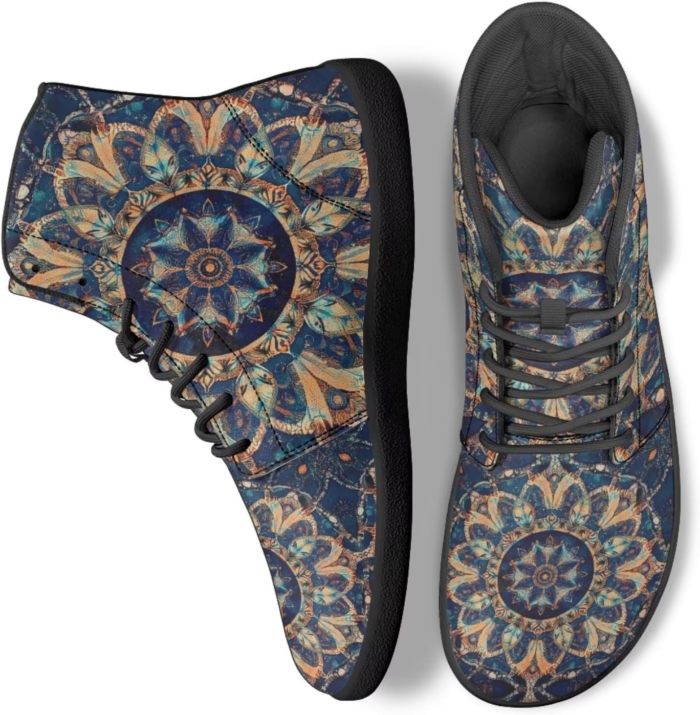 Кроссовки Boho Mandala с цветочным узором для женщин и мужчин, с высоким верхом из PU кожи, для работы и ходьбы Ecaestolph, синий
Кроссовки Boho Mandala с цветочным узором для женщин и мужчин, с высоким верхом из PU кожи, для работы и ходьбы Ecaestolph, синий