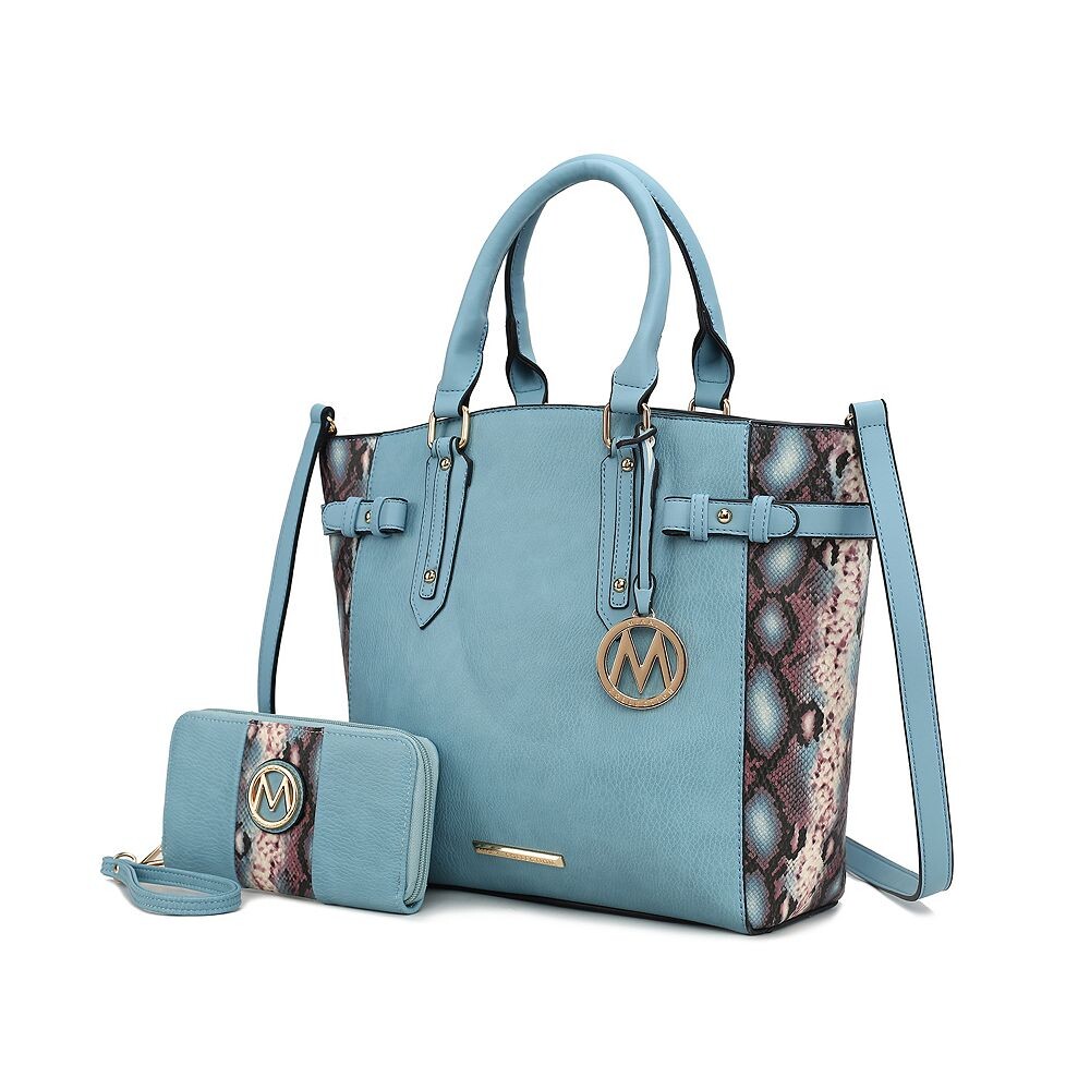 Mkf Collection Joelle Женская большая сумка с тиснением под змею и бумажником от Mia K MKF Collection, цвет Denim 
Mkf Collection Joelle Женская большая сумка с тиснением под змею и бумажником от Mia K MKF Collection, цвет Denim