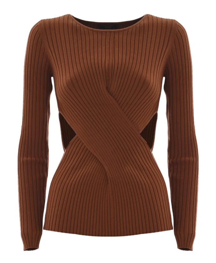Ребристый вязаный свитер с косами Kocca, коричневый
Ребристый вязаный свитер с косами Kocca, коричневый