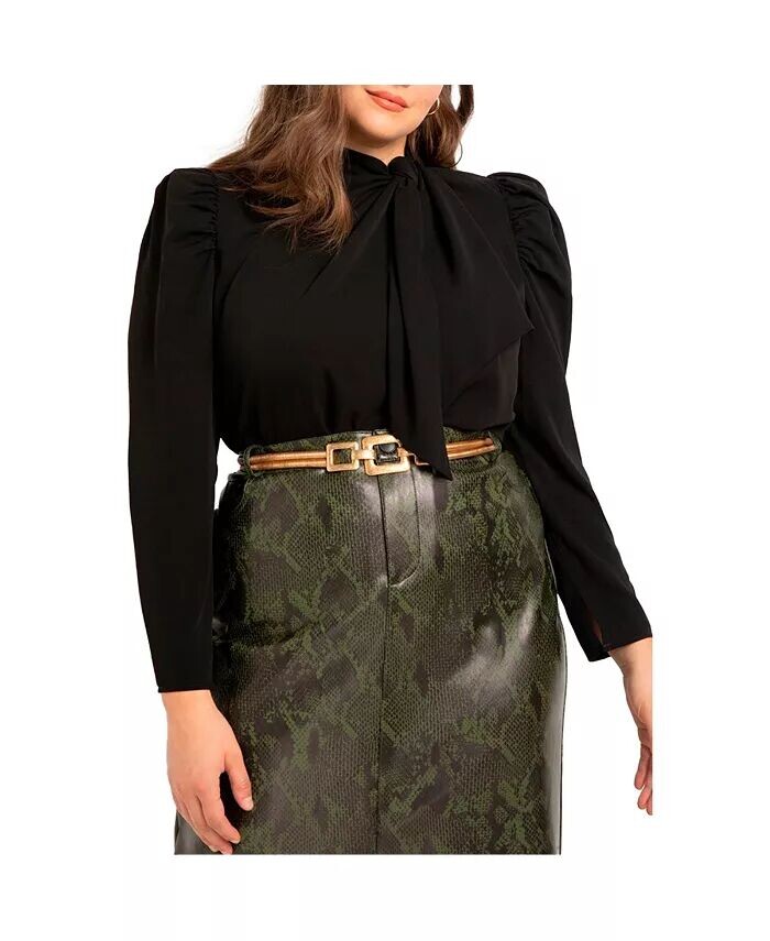 Блузка больших размеров с драпировкой спереди ELOQUII, черный
Блузка больших размеров с драпировкой спереди ELOQUII, черный