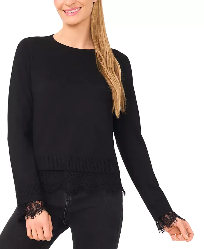 Женский свитер с кружевной отделкой и длинными рукавами Cece, серый
Женский свитер с кружевной отделкой и длинными рукавами Cece, серый