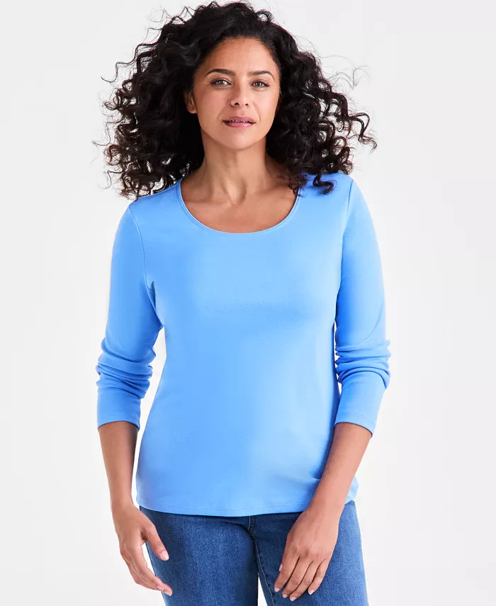 Женский хлопковый топ с длинными рукавами и глубоким вырезом, PP-4X Style & Co
Женский хлопковый топ с длинными рукавами и глубоким вырезом, PP-4X Style & Co