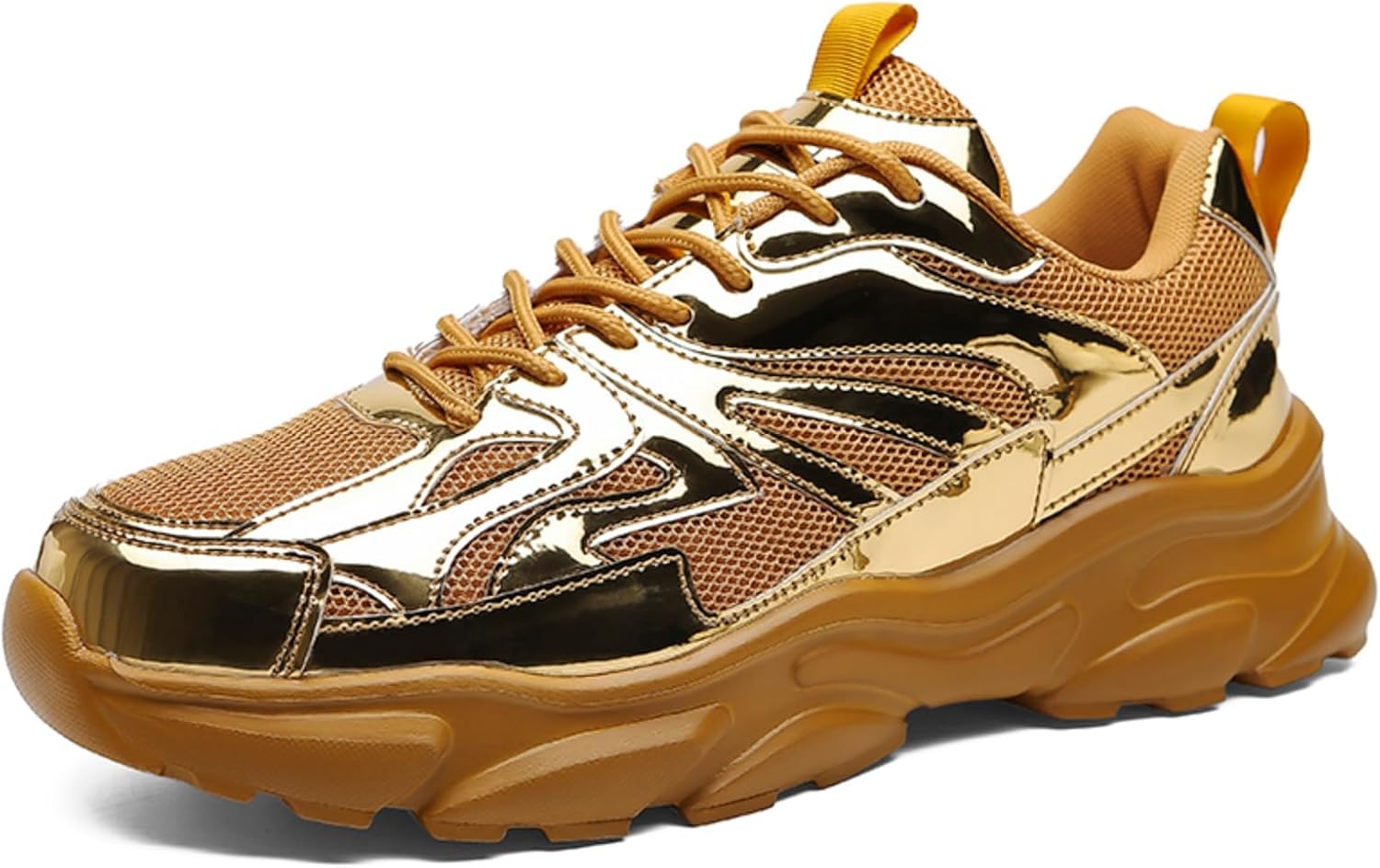 Мужские глянцевые панельные массивные кроссовки - дышащая сетка, удобная подошва, повседневная обувь для ежедневной носки Kelibasi, золотой
Мужские глянцевые панельные массивные кроссовки - дышащая сетка, удобная подошва, повседневная обувь для ежедневной носки Kelibasi, золотой