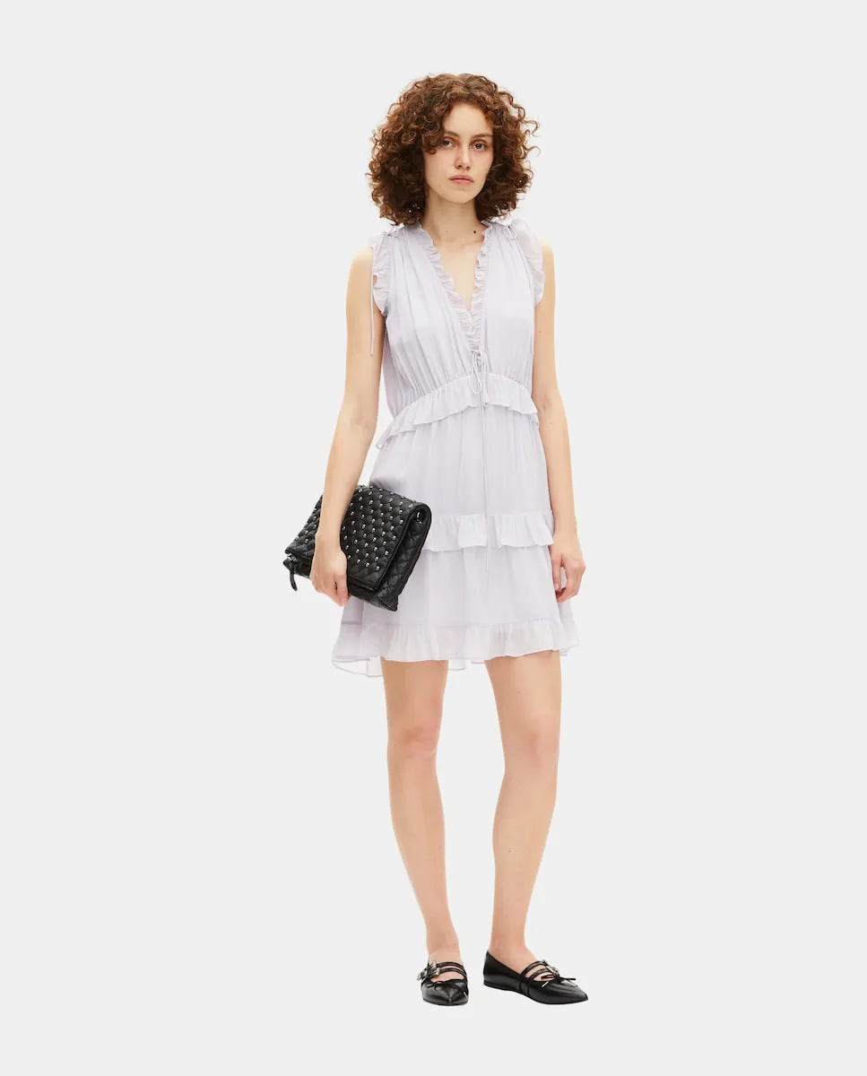 Короткое платье с V-образным вырезом и воланами The Kooples, сиреневый
Короткое платье с V-образным вырезом и воланами The Kooples, сиреневый