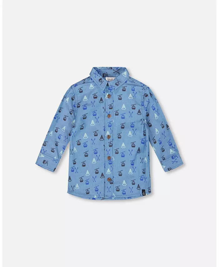 Детская синяя рубашка из шамбре с принтом мальчика и длинными рукавами на пуговицах Deux Par Deux
Детская синяя рубашка из шамбре с принтом мальчика и длинными рукавами на пуговицах Deux Par Deux