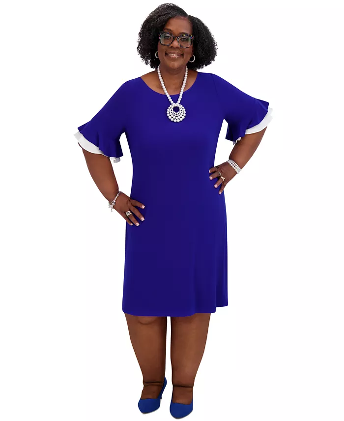Женское платье-рубашка с рюшами на рукавах, Regular & Plus Size Kasper, синий
Женское платье-рубашка с рюшами на рукавах, Regular & Plus Size Kasper, синий