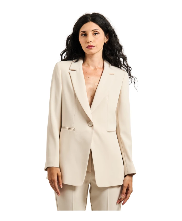 Блейзер цвета слоновой кости с отложным воротником Iblues, бежевый
Блейзер цвета слоновой кости с отложным воротником Iblues, бежевый