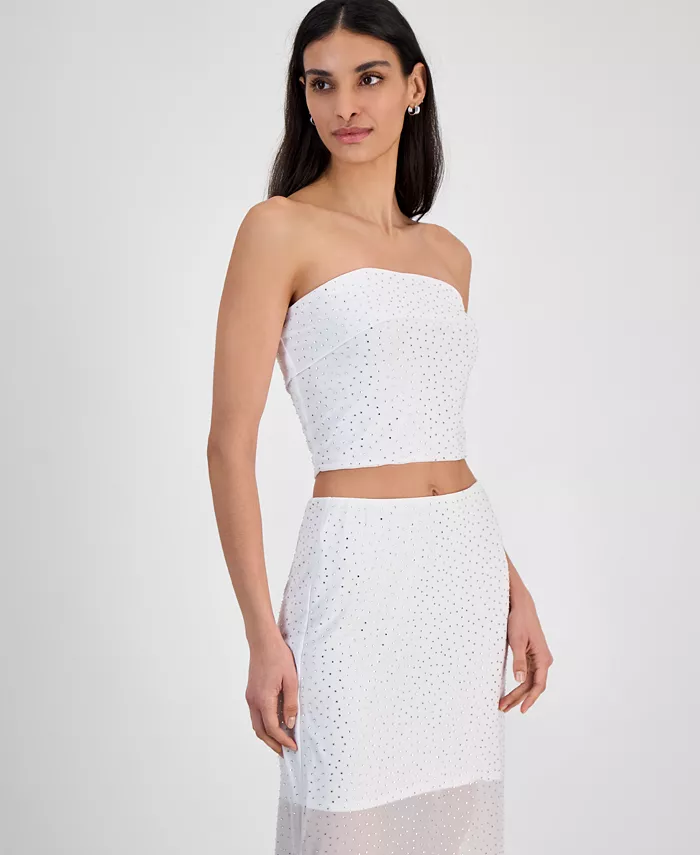 Женский топ-бюстье с пайетками на сетке Bar III, белый 
Женский топ-бюстье с пайетками на сетке Bar III, белый