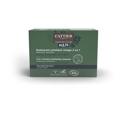 Мужское отшелушивающее очищающее средство 2 в 1 органическое для всех Cattier
Мужское отшелушивающее очищающее средство 2 в 1 органическое для всех Cattier