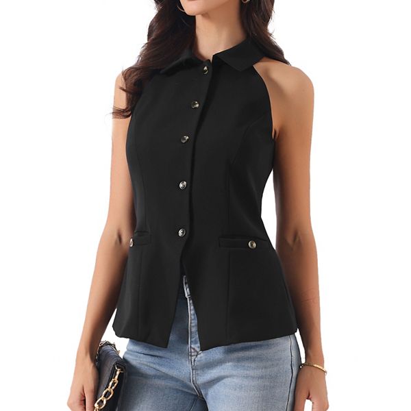 Женский жилет-блейзер с воротником и застежкой на пуговицы Inspire Chic
Женский жилет-блейзер с воротником и застежкой на пуговицы Inspire Chic