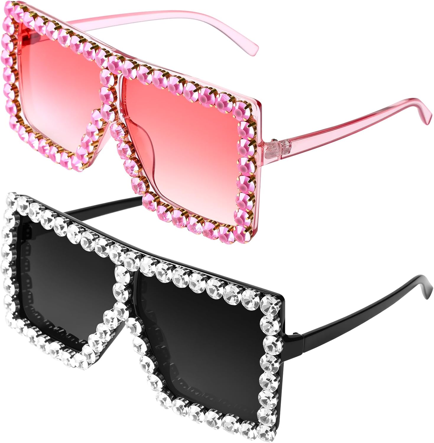 Солнцезащитные очки Weewooday, 2 пары, большие квадратные, с кристаллами, плоская верхняя часть, ретро, толстая оправа, блестящие очки для женщин и мужчин, Black,pink
Солнцезащитные очки Weewooday, 2 пары, большие квадратные, с кристаллами, плоская верхняя часть, ретро, толстая оправа, блестящие очки для женщин и мужчин, Black,pink