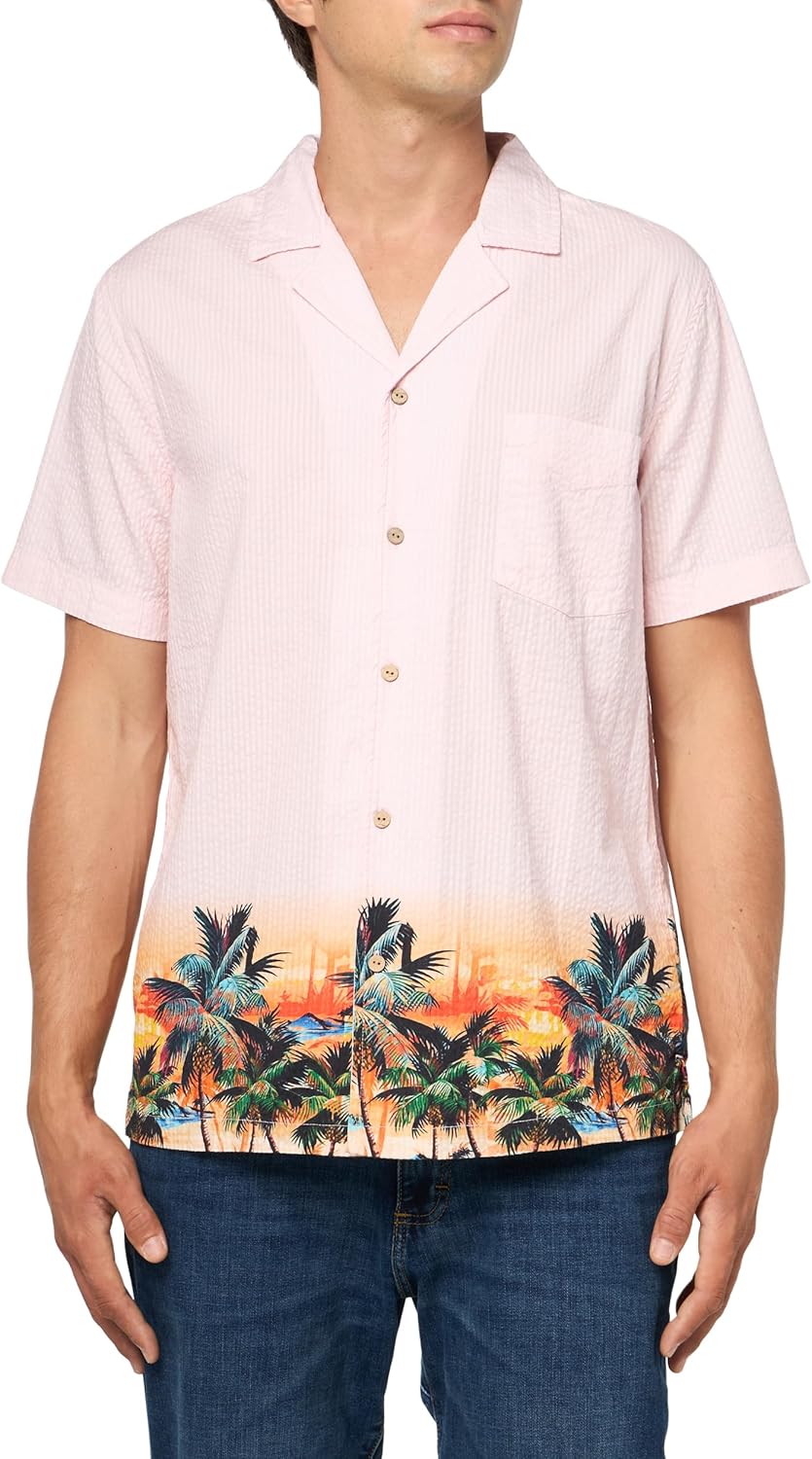 GUESS Мужская короткая рукав Боулинг Тропическая рубашка, Tropical Landscape
GUESS Мужская короткая рукав Боулинг Тропическая рубашка, Tropical Landscape