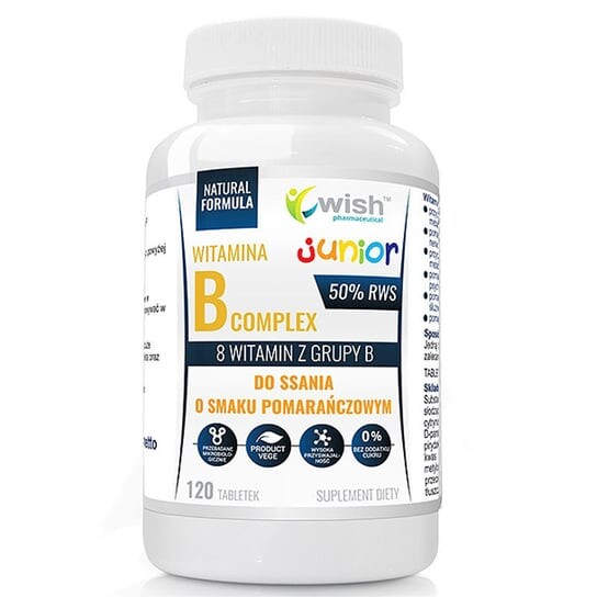 Wish, Комплекс витаминов B для юниоров, 120 таблеток, апельсин
Wish, Комплекс витаминов B для юниоров, 120 таблеток, апельсин