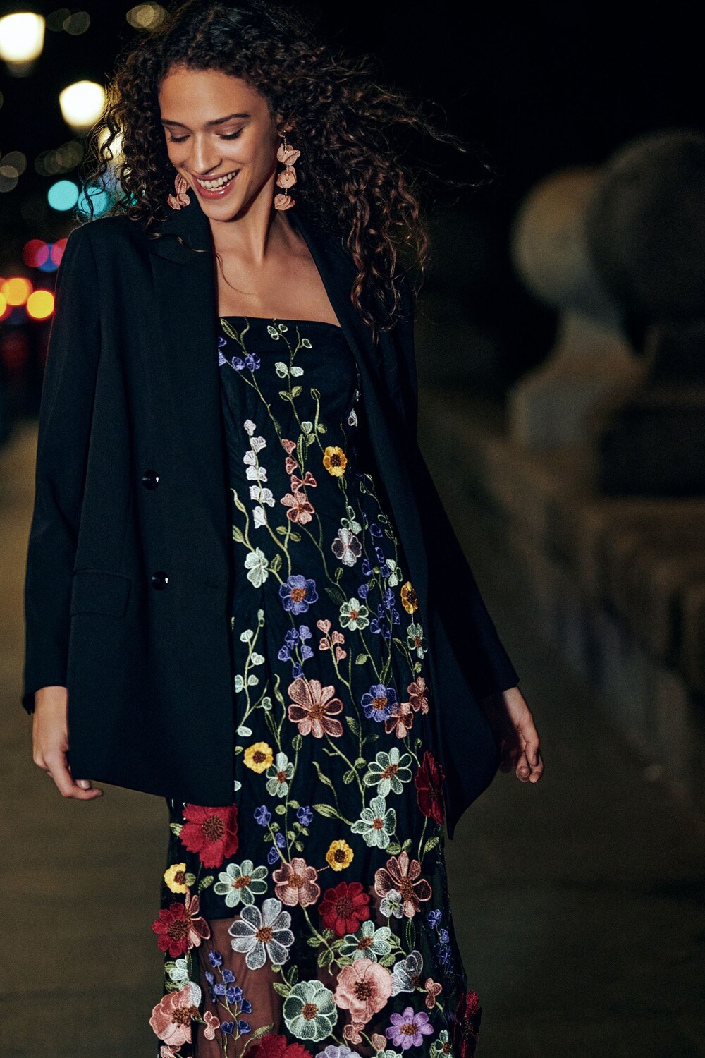 Двубортный блейзер Next, черный 
Двубортный блейзер Next, черный