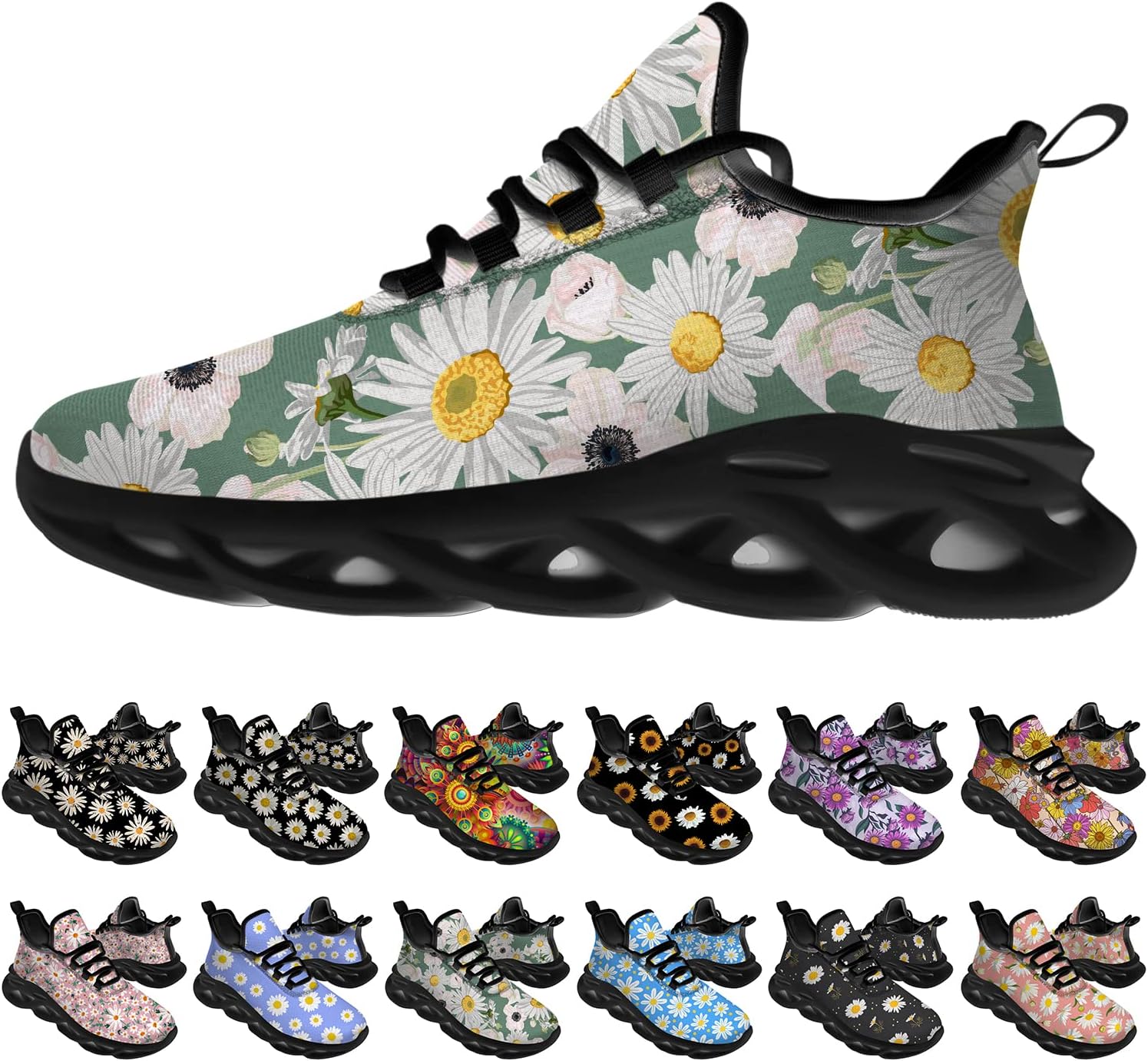 Кроссовки Ciadoon Daisy для женщин и мужчин, беговые кроссовки для дороги, удобная спортивная и ходовая обувь, теннисные кроссовки с цветочным принтом, подарки для мальчиков и девочек, зеленый
Кроссовки Ciadoon Daisy для женщин и мужчин, беговые кроссовки для дороги, удобная спортивная и ходовая обувь, теннисные кроссовки с цветочным принтом, подарки для мальчиков и девочек, зеленый