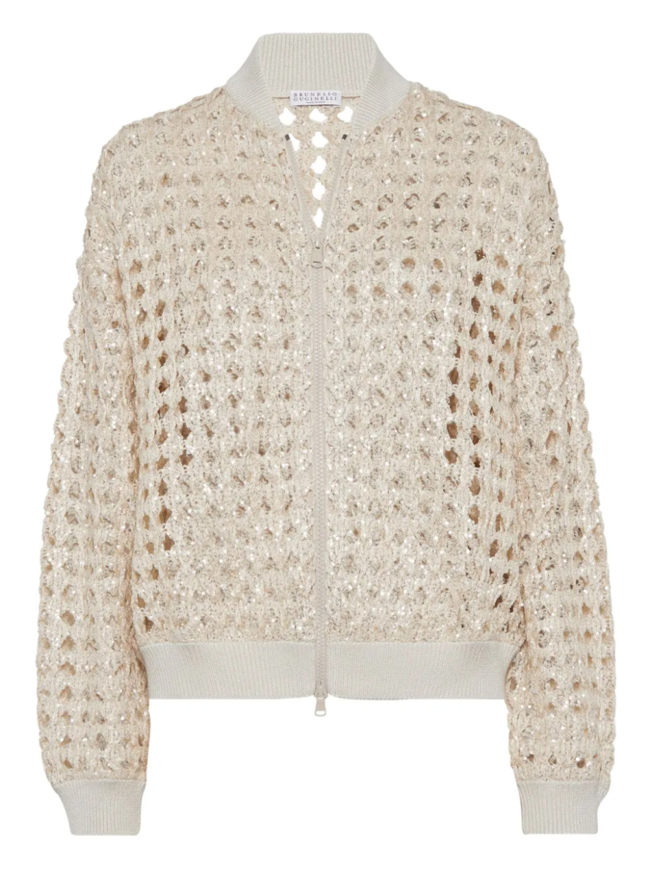 Куртка на молнии, связанная крючком Brunello Cucinelli, нейтральный
Куртка на молнии, связанная крючком Brunello Cucinelli, нейтральный