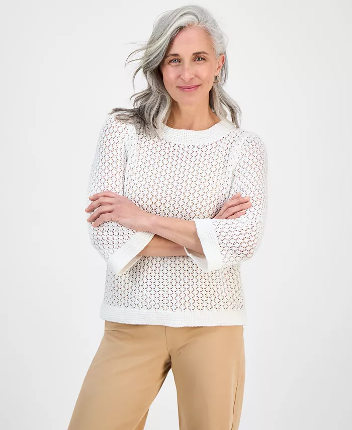 Петитный хлопковый джемпер с ажурной вязкой и рукавом 3/4 Style & Co, коричневый/бежевый
Петитный хлопковый джемпер с ажурной вязкой и рукавом 3/4 Style & Co, коричневый/бежевый