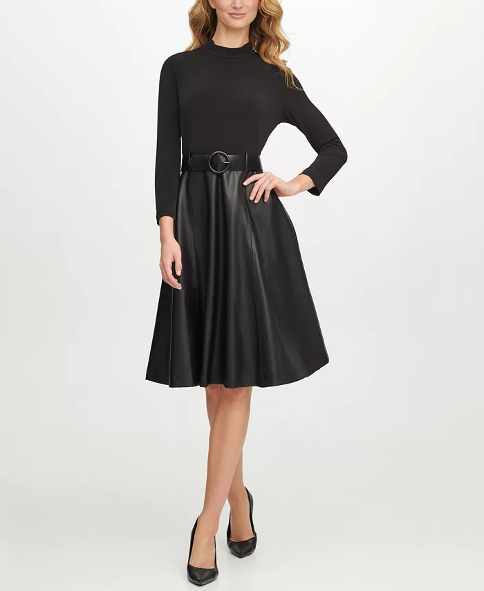 Женское комбинированное платье из кожи понте Calvin Klein, черный
Женское комбинированное платье из кожи понте Calvin Klein, черный