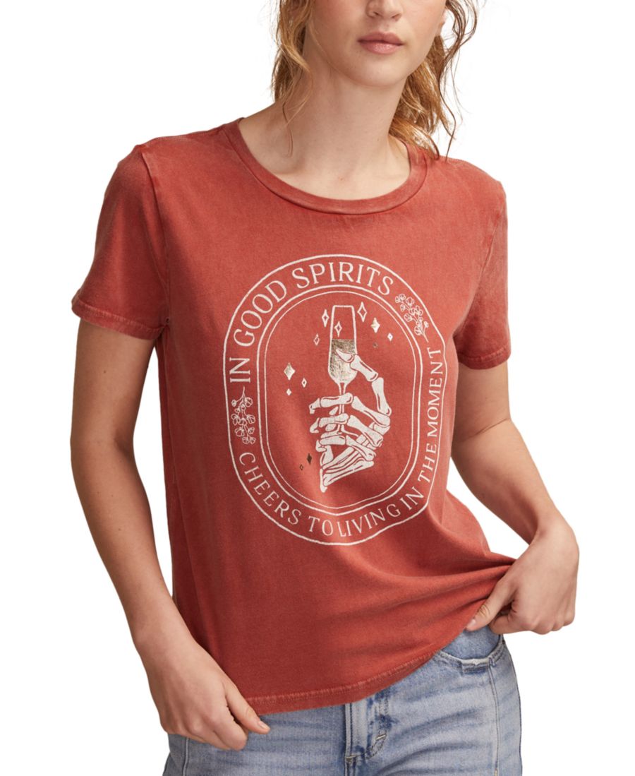 Женская классическая футболка с круглым вырезом In Good Spirits Lucky Brand, Red Ochre
Женская классическая футболка с круглым вырезом In Good Spirits Lucky Brand, Red Ochre