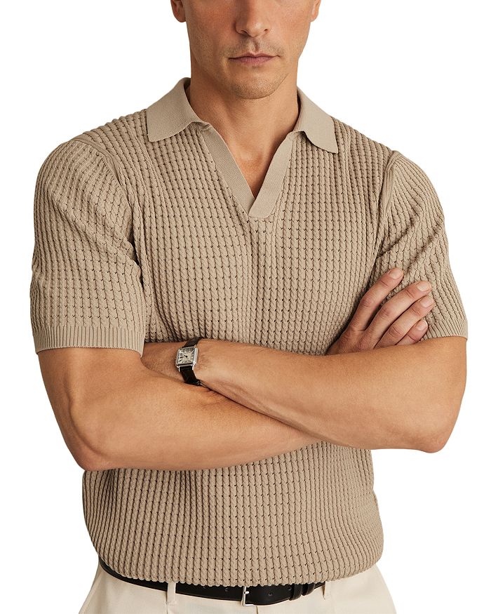 Поло с открытым воротником и фактурной вязкой Twist REISS, коричневый/бежевый
Поло с открытым воротником и фактурной вязкой Twist REISS, коричневый/бежевый