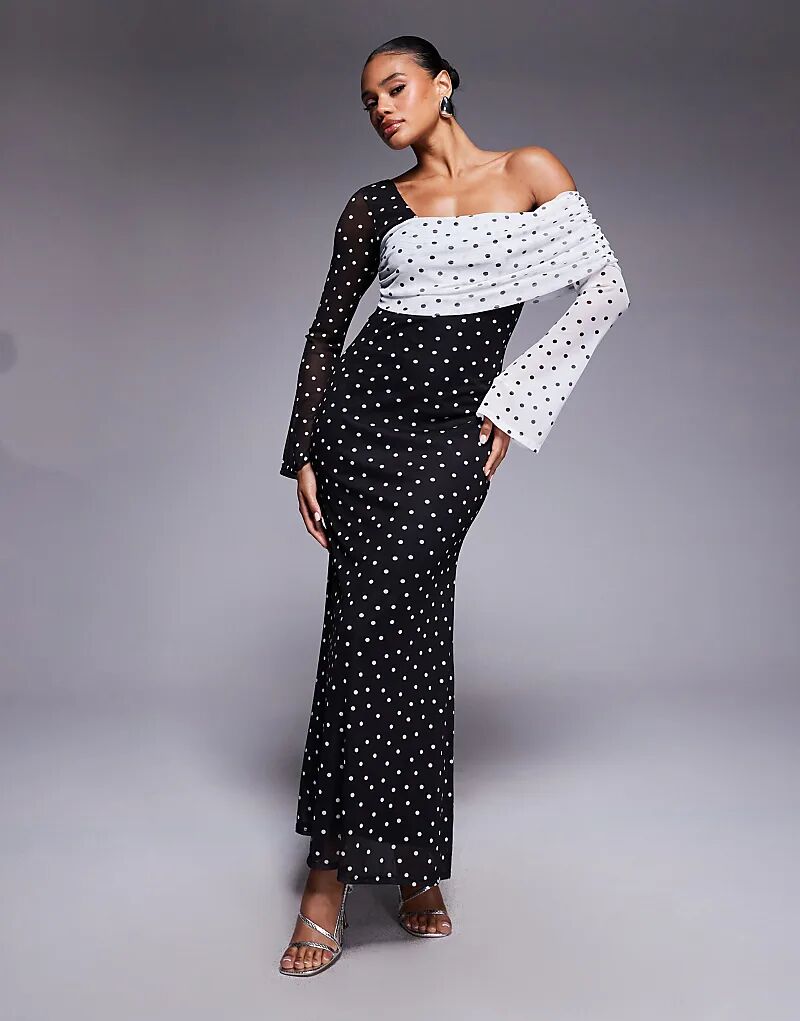 Платье миди из сетки ASOS DESIGN с открытыми плечами и рукавами в контрастный горошек
Платье миди из сетки ASOS DESIGN с открытыми плечами и рукавами в контрастный горошек