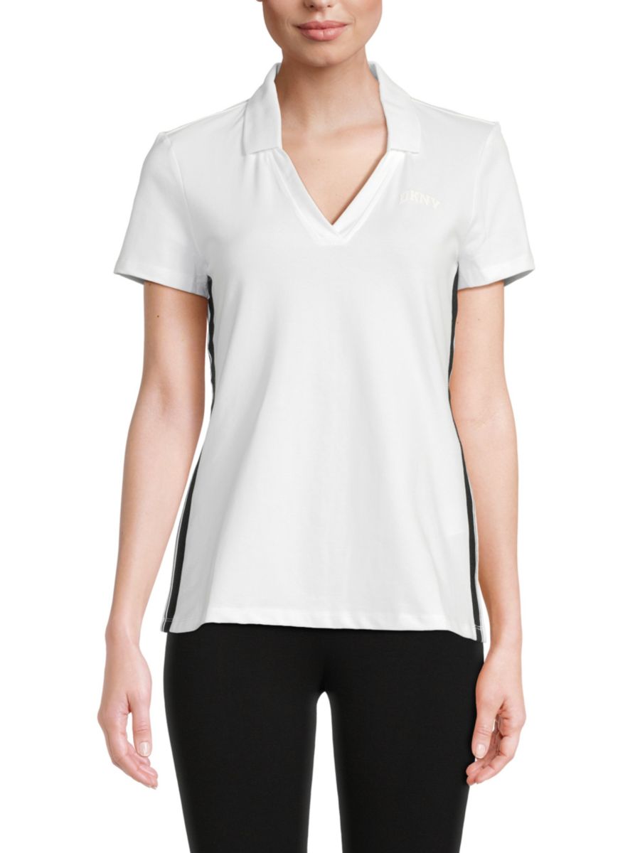 Рубашка-поло с V-образным вырезом из хлопковой смеси DKNY, белый
Рубашка-поло с V-образным вырезом из хлопковой смеси DKNY, белый