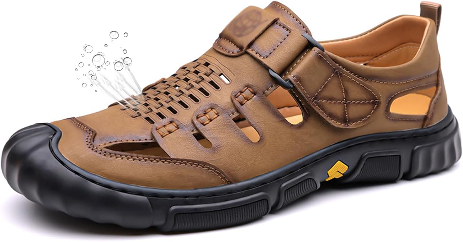 Мужские водонепроницаемые кожаные сандалии, с закрытым носком, водные сандалии, уличная обувь для хайкинга с регулируемыми ремешками, повседневная легкая нескользящая обувь Natlead, хаки
Мужские водонепроницаемые кожаные сандалии, с закрытым носком, водные сандалии, уличная обувь для хайкинга с регулируемыми ремешками, повседневная легкая нескользящая обувь Natlead, хаки