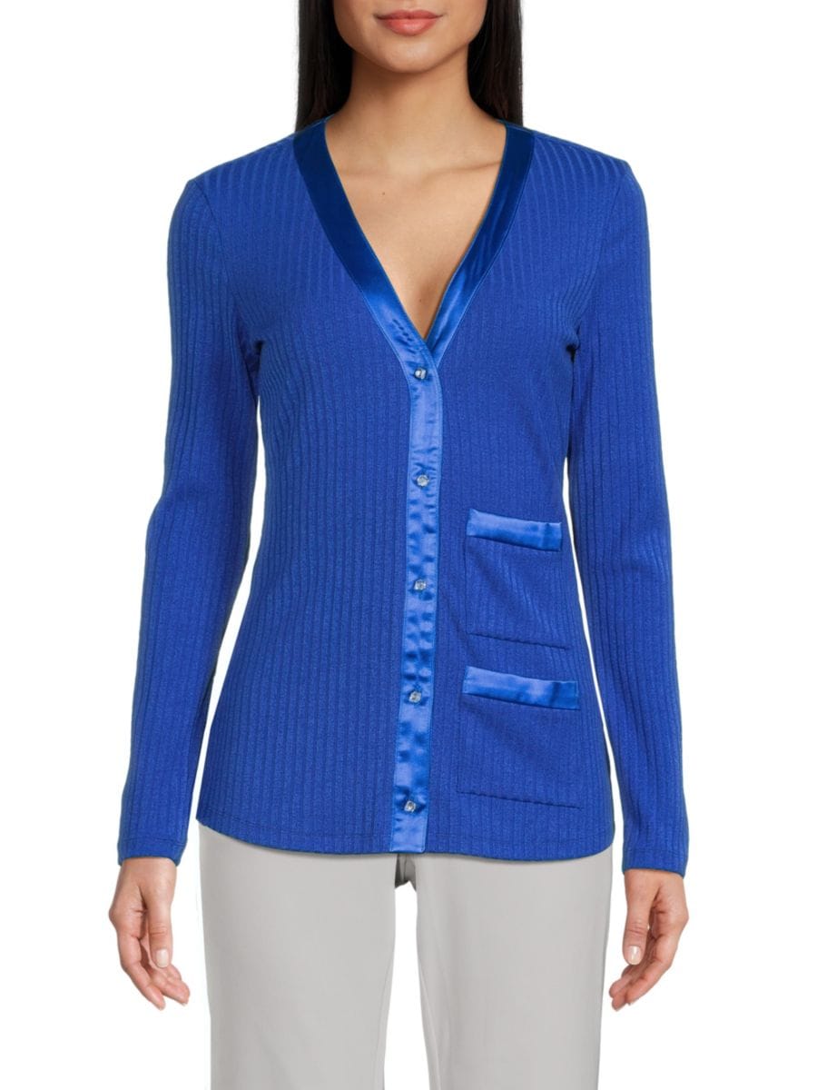 Кардиган Bria с атласной отделкой в рубчик Area Stars, синий
Кардиган Bria с атласной отделкой в рубчик Area Stars, синий